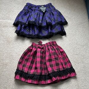 Hell Bunny Purple and Pink Plaid Mini Skirt Set